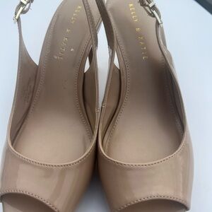 Kelly & Katie Tan Slingback Peep-Toe Heels